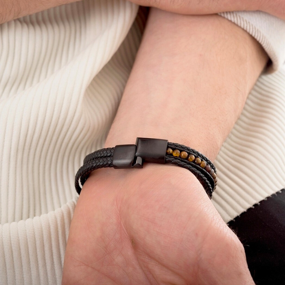 Bracelet cordes et perles homme